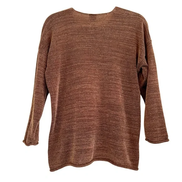 DKN Transfer Rib Women's V-Neck Brown Sweater Size M - Picture 2 of 12